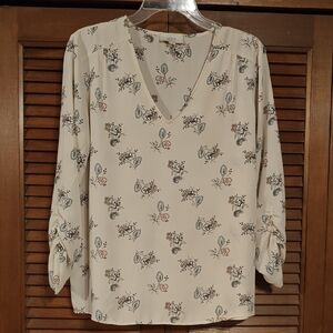LOFT Cream Floral Blouse